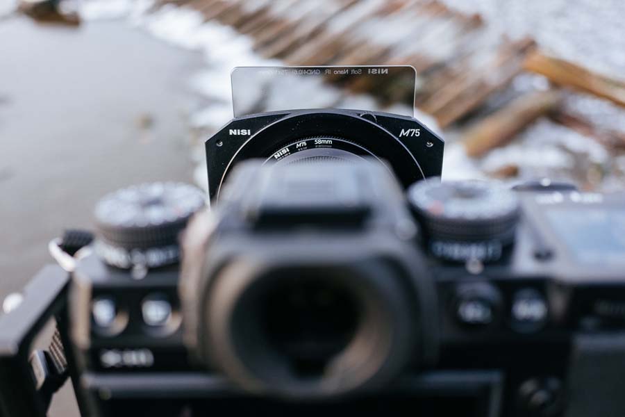 M75 system attached to XF 18-55mm via 58mm adaptor ring.