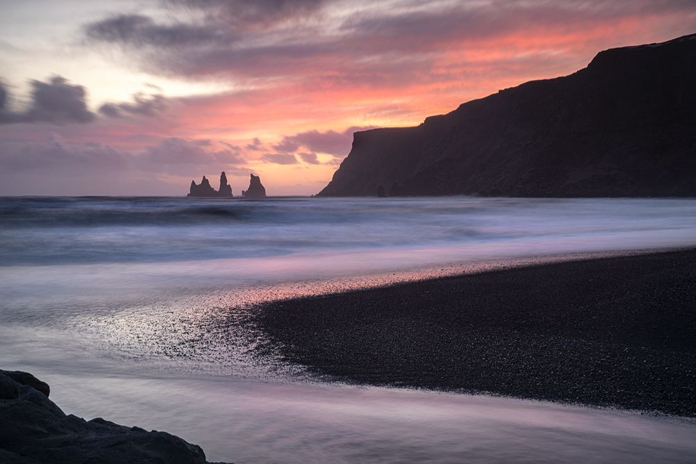 Reynisdranger Sea Stacks Sunset