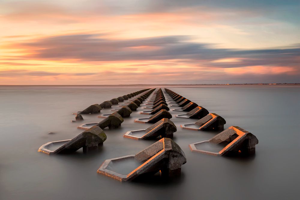 Breakers at Sunset Featured in the NiSi Fine Art Photography Book (Volume 2) Taken in the North West of England With NiSi V6 holder Hard GND (3 Stops) + ND (3 Stops) + CPL